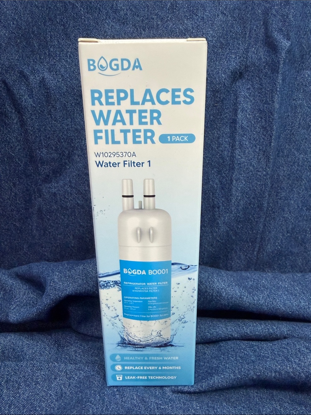 Bogda White and Blue Refrigerator Replacement Water Filter - 1 Pack